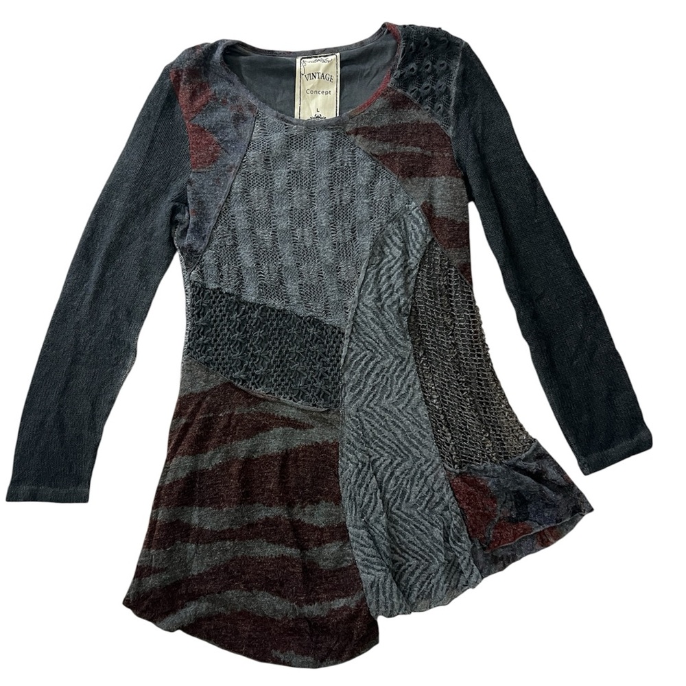 Vintage Concept Patchwork Whimsigoth Asymmetrical Mini Dress 🖤